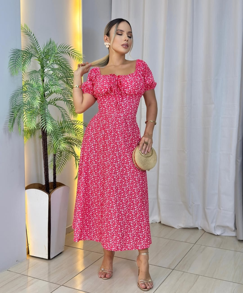 Vestido mid de florzinha de manguinha 20001378 - #2
