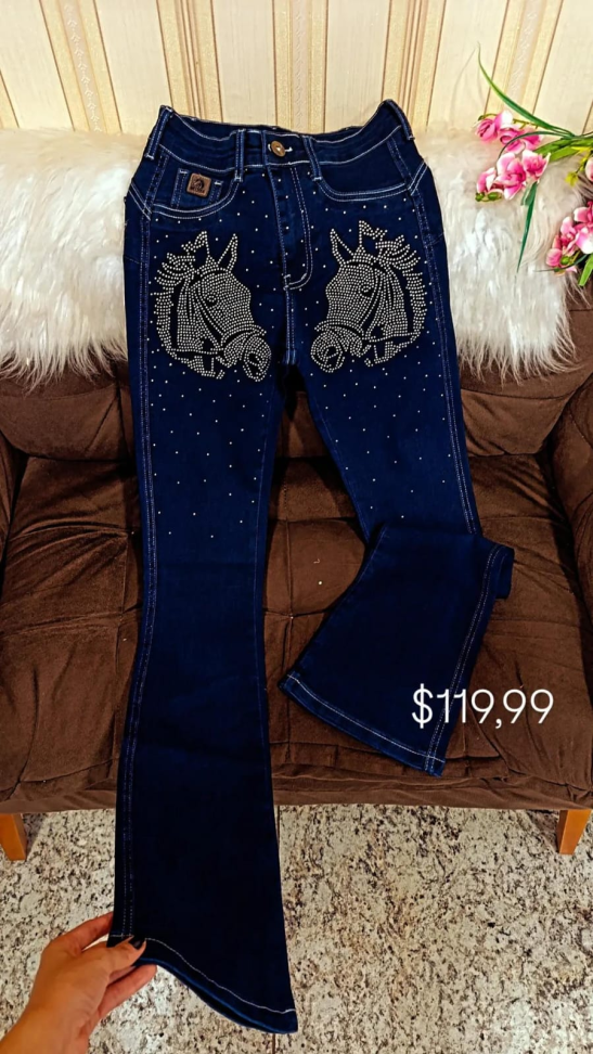 Calça country bordada strass 360