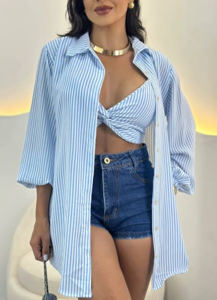 Conjunto camisa e cropped 961