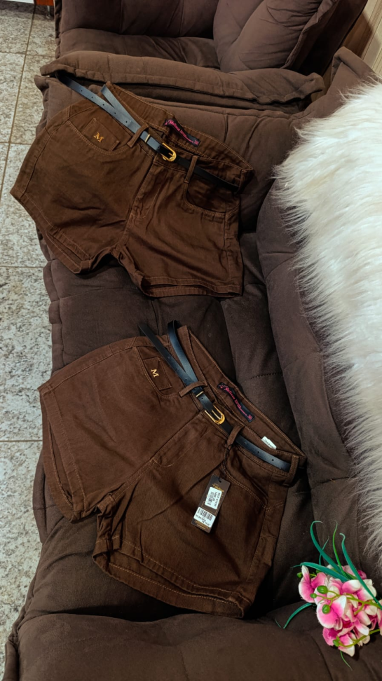 Short jeans marrom 315