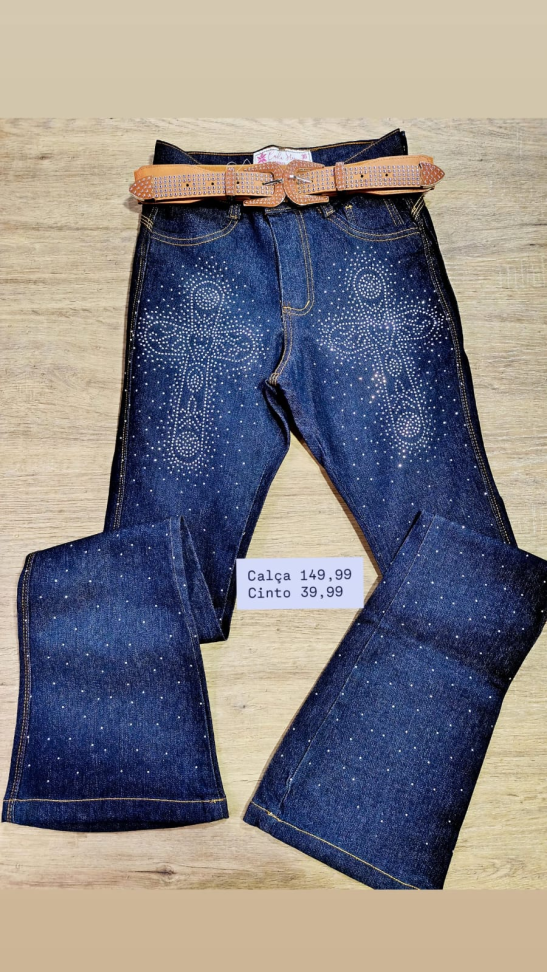 Calça country bordada strass 14562