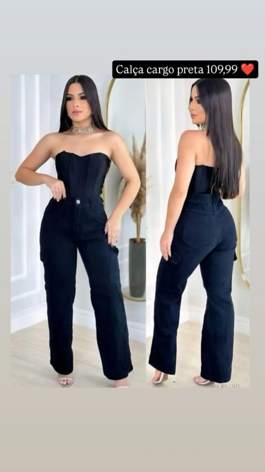Calça cargo preta 827