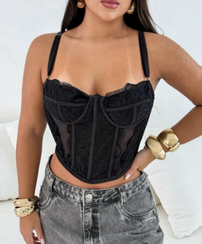 Corset de renda e tule 962