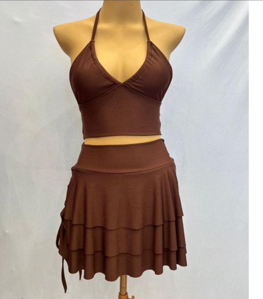Conjunto short saia babado e cropped amarração 320 - #5