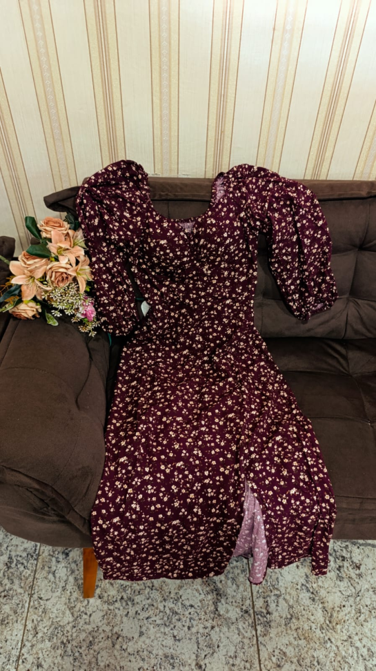 Vestido manga longa florzinha 439