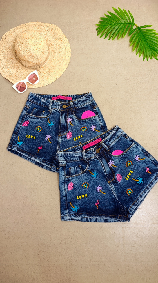 Short jeans bordado 880