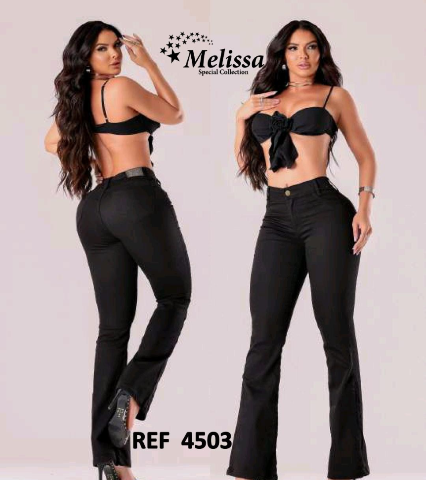 Calça flare jeans preta 310