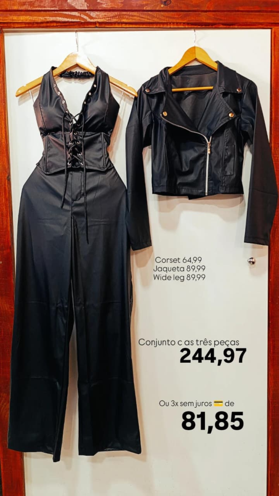 Calça pantalona couro 457