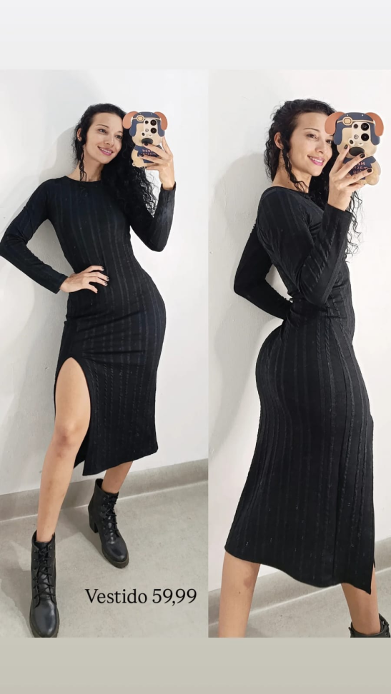 Vestido midi manga longa 277