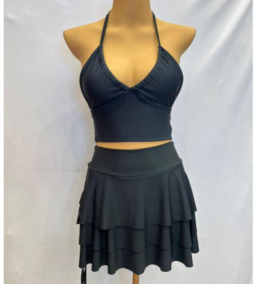 Conjunto short saia babado e cropped amarração 320 - #6