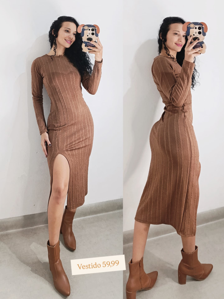 Vestido midi manga longa 277