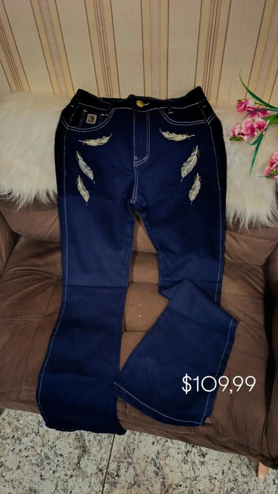Calça country bordada pena 359