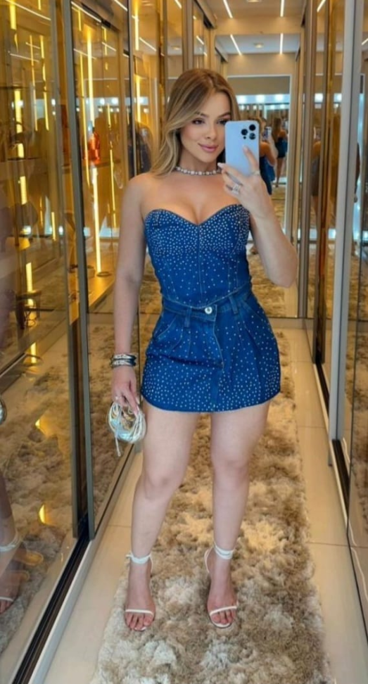 Conjunto strass jeans curto 307