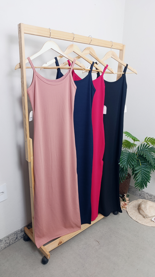 Vestido de alcinha longo anarruga