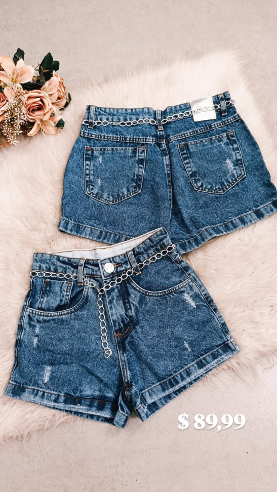 Shor jeans com cinto 394
