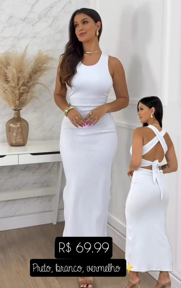 Vestido Anarruga Alça E Laço Nas Costas 13224 - #1