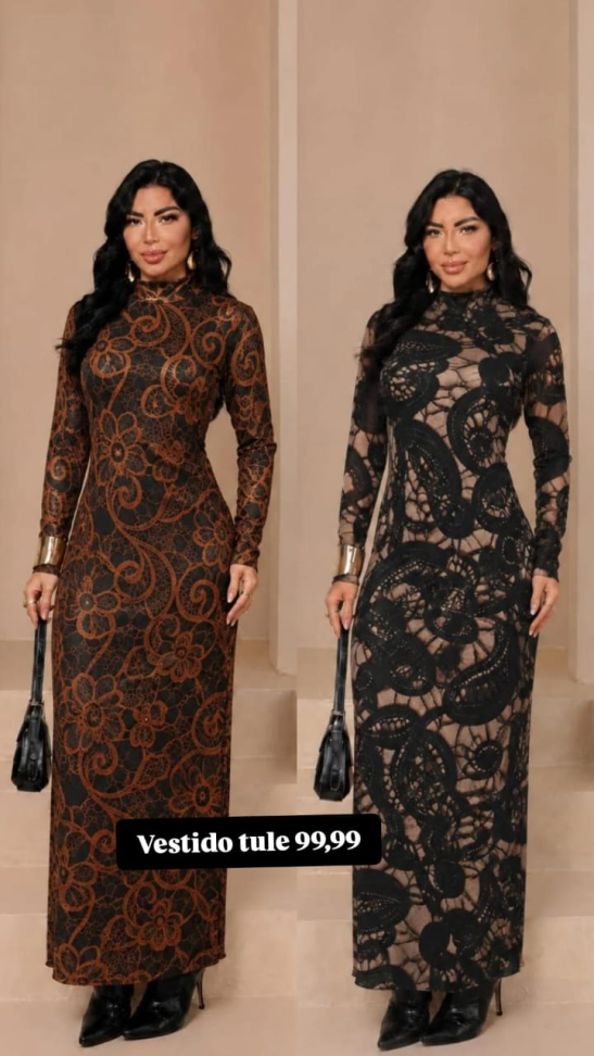 Vestido longo tule 787