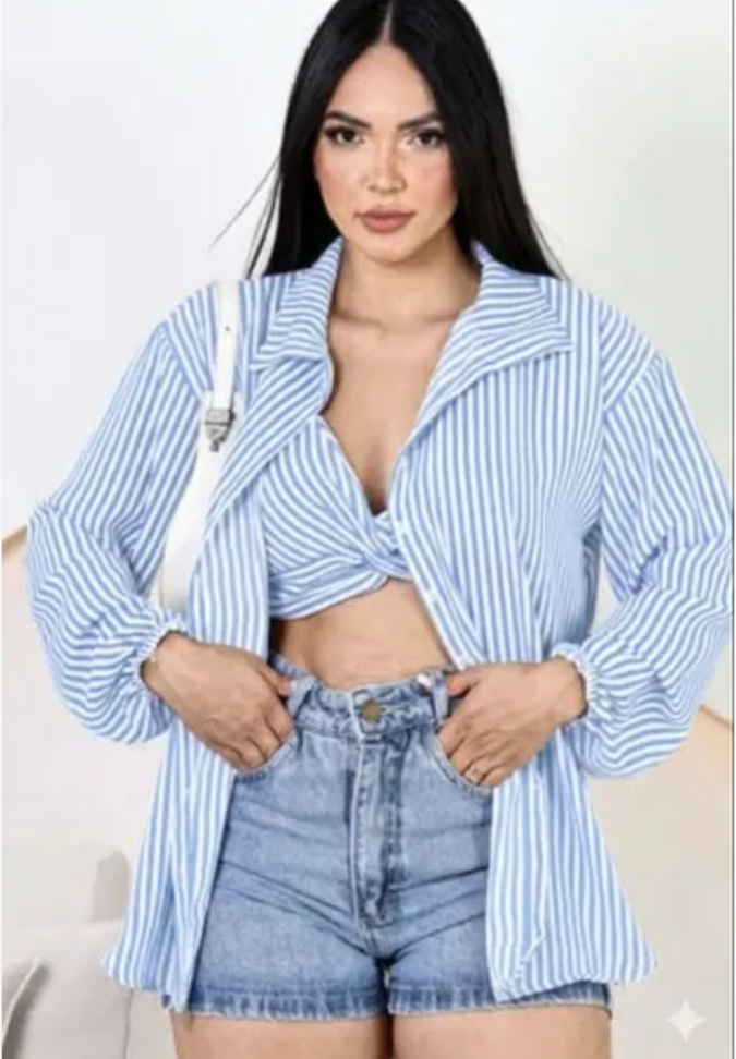 Conjunto camisa e cropped 961