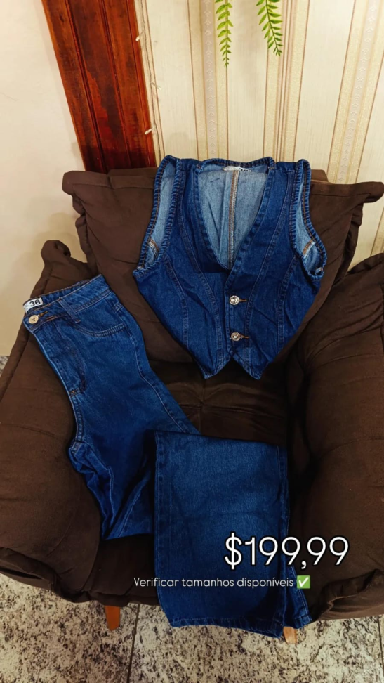 Conjunto jeans colete 358