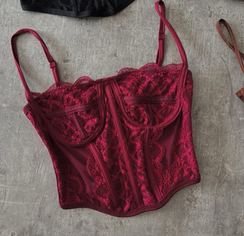 Corset de renda e tule 962