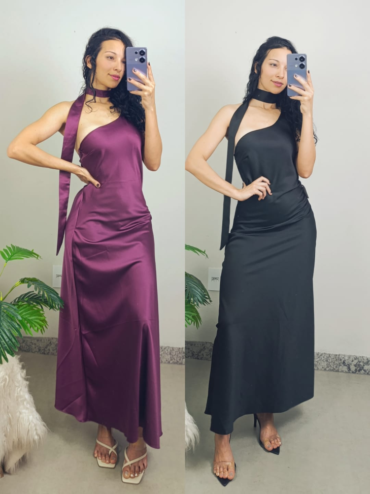 Vestido logo cetim 979