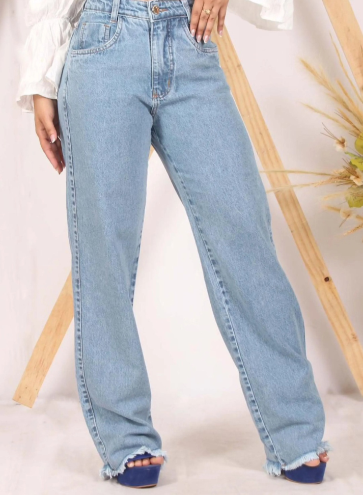 Wide leg barra desfiada 1103