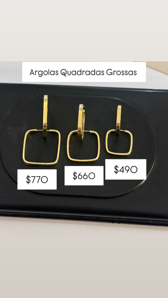 Trio argolas quadrada 3.5g grossa