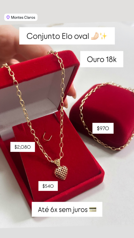 Conjunto elo oval feminina 18K