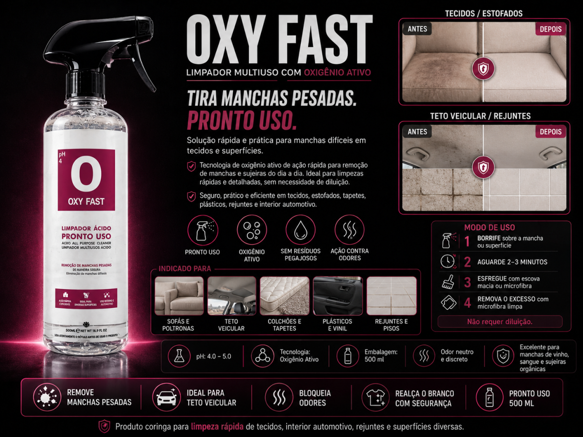 Limpador com Oxigênio Ativo Oxy Fast 500ml Easytech