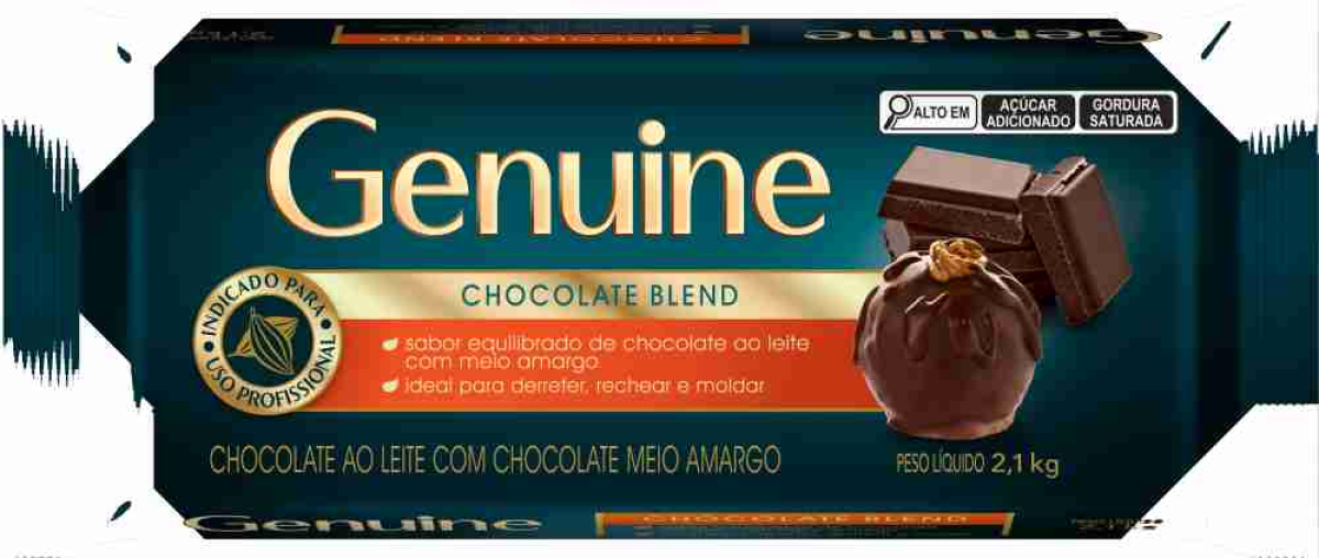 CHOC. BARRA BLEND 2.1KG GENUINE LEITE+M.AMARGO