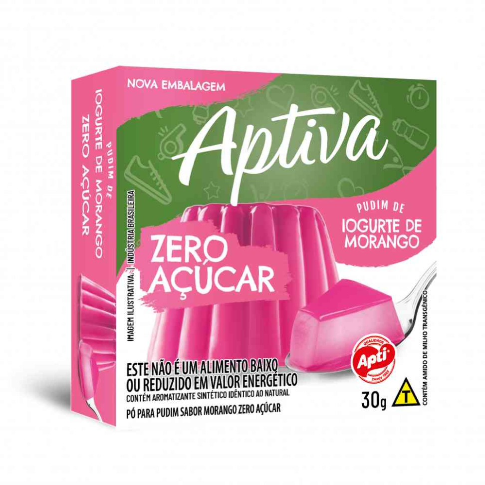 PUDIM ZERO 18X30GR APTIVA YOGURT MORANGO