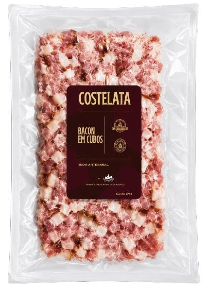 BACON EM CUBOS 1KG COSTELATA 100% ARTESANAL