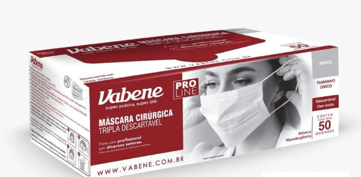 MASCARA DESCART.TRIPLA 50UN VABENE BRANCA C/ CLIP