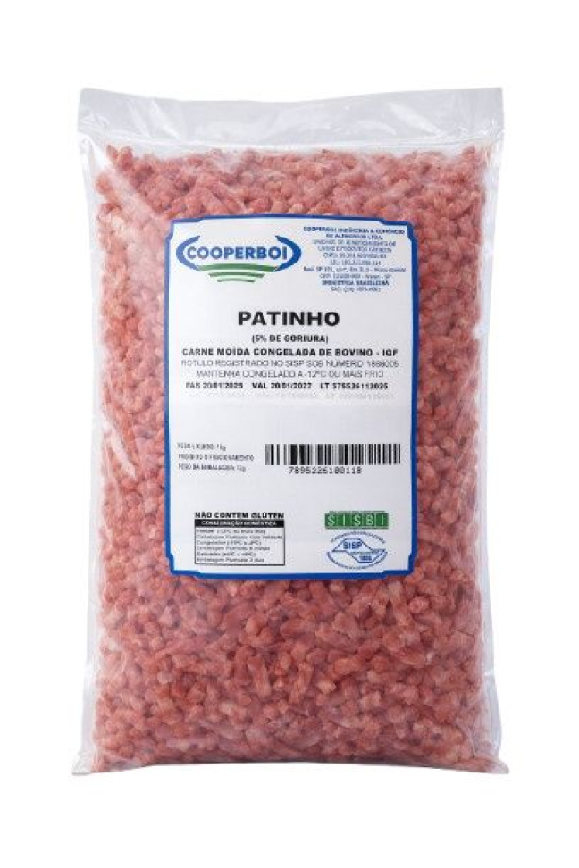 CARNE BOV MOIDA PATINHO 1KG COOPERB 5% IQF