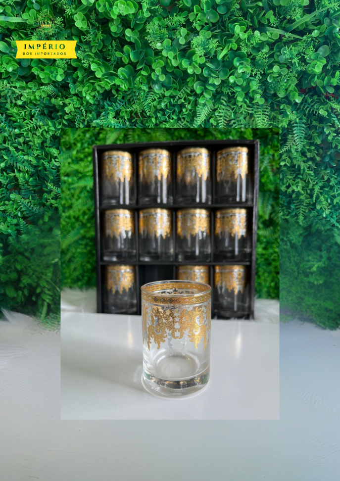 Conjunto 12 Copos de vidro (Âmbar) Diamante - 150ml