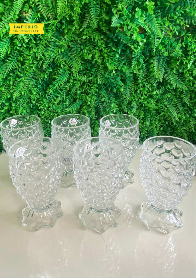 Conjunto 6 taças de vidro (modelo abacaxi)