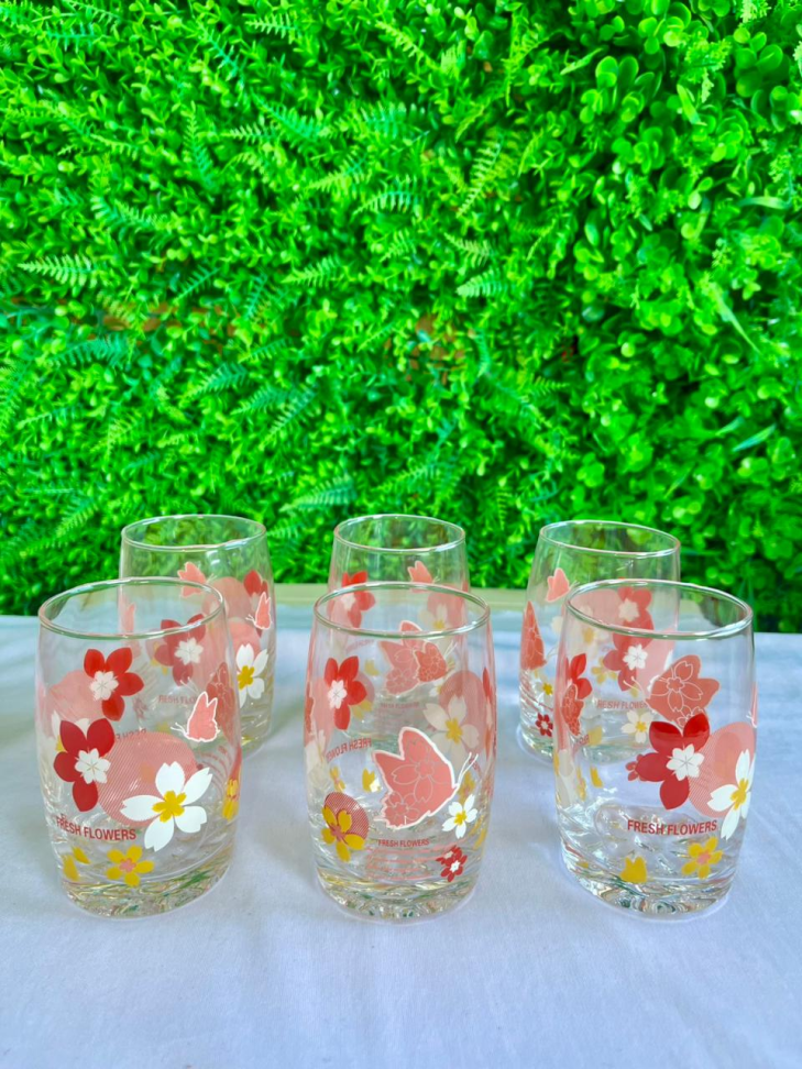 CONJUNTO - 6 COPOS DE VIDRO DECORADOS - 220 ML