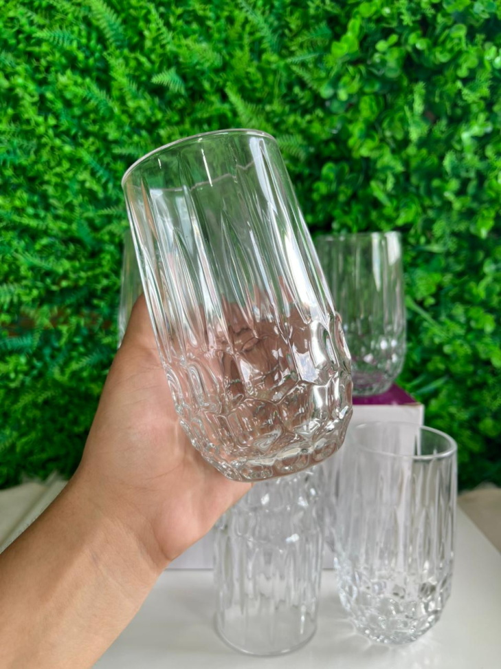 CONJUNTO - 6 COPOS GRANDES DE VIDRO - 395 ML