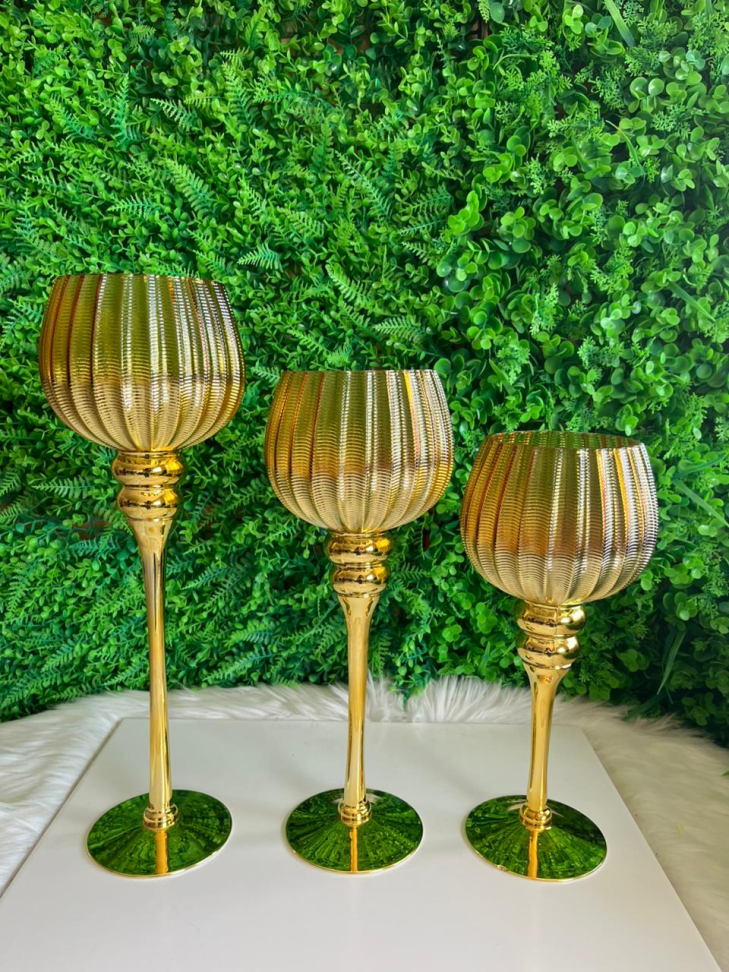 KIT - 3 TAÇAS CASTIÇAIS (DOURADO COM DEGRADÊ)