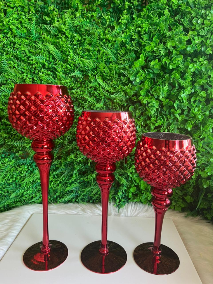 KIT - 3 TAÇAS CASTIÇAIS (VERMELHO BICO DE JACA)