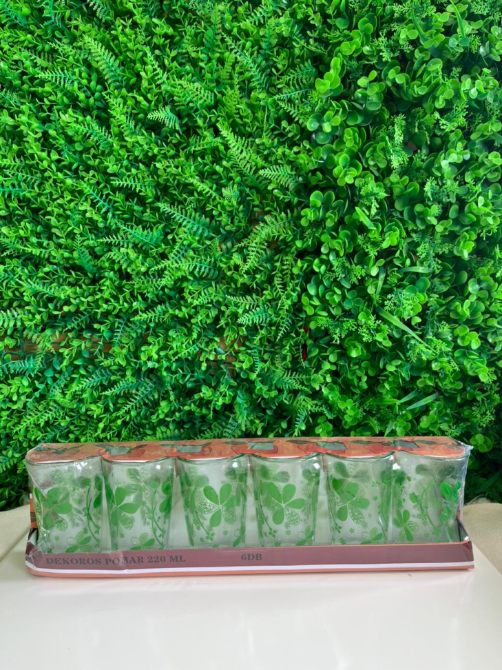 CONJUNTO - 6 COPOS DE VIDRO DECORADOS - 230 ML
