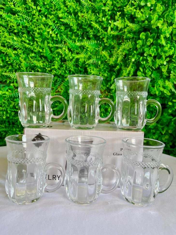 CONJUNTO - 6 CANECAS DE VIDRO PRA CAPUCCINO (TRANSP. DETALHADA) - 140 ML
