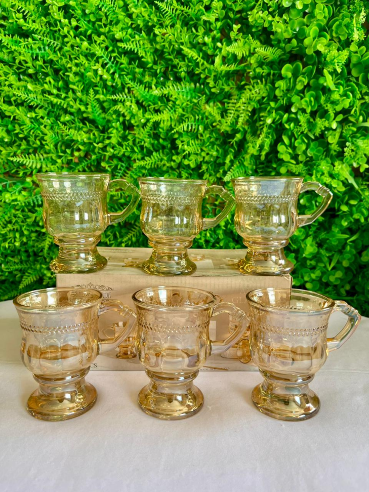 CONJUNTO - 6 CANECAS DE VIDRO PRA CAPUCCINO (ÂMBAR) - 125 ML