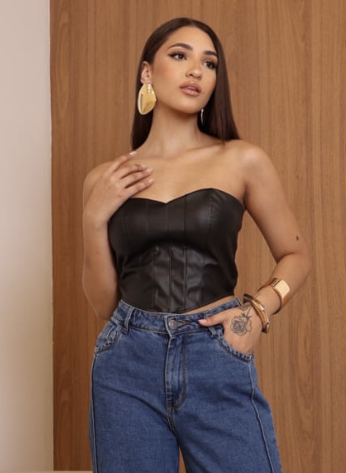 Corset couro fake