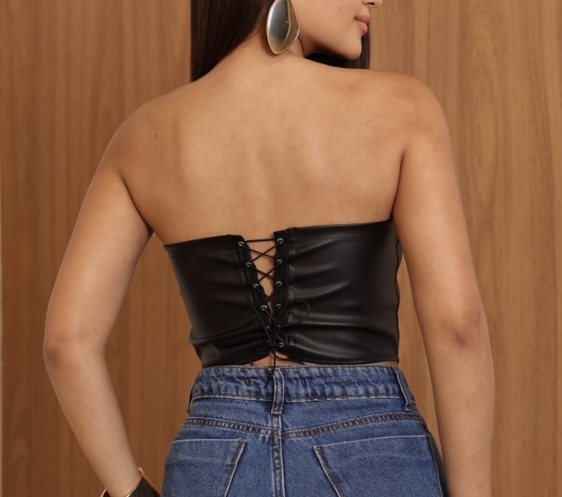 Corset couro fake