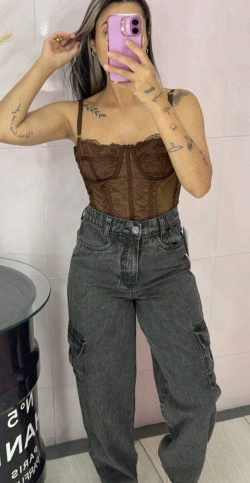 Cropped Corset renda