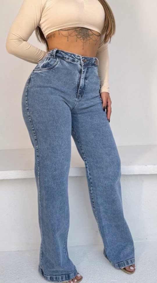 Calça Wide leg com lycra