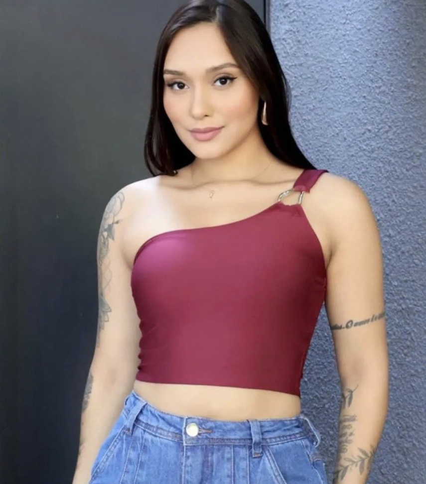 Cropped alça fivela