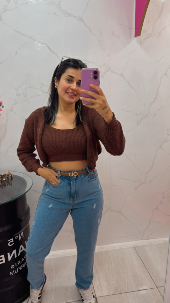 Conjunto cropped + casaquinho