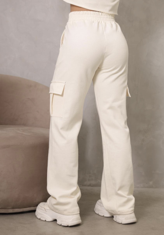Calça Wide leg cargo moletom